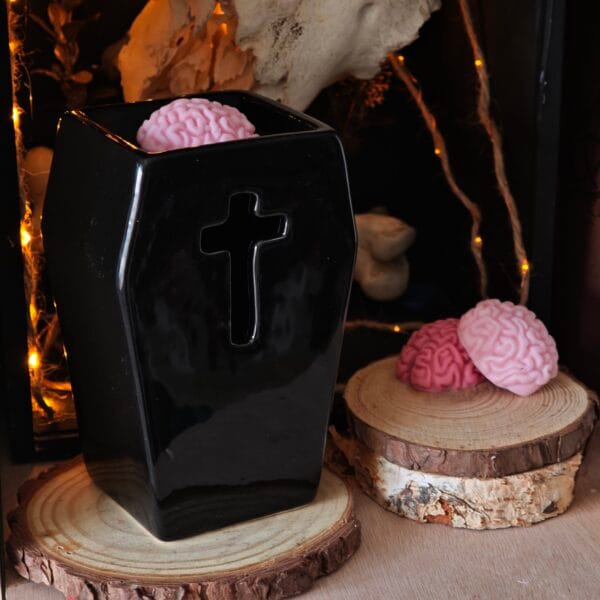 Kit Ritual Quemador Ataúd Gótico "The Death" - Aroma Tierra, Cuero y Eucalipto