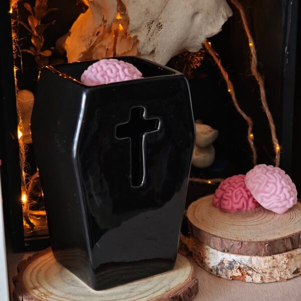 Kit Ritual Quemador Ataúd Gótico "The Death" - Aroma Tierra, Cuero y Eucalipto