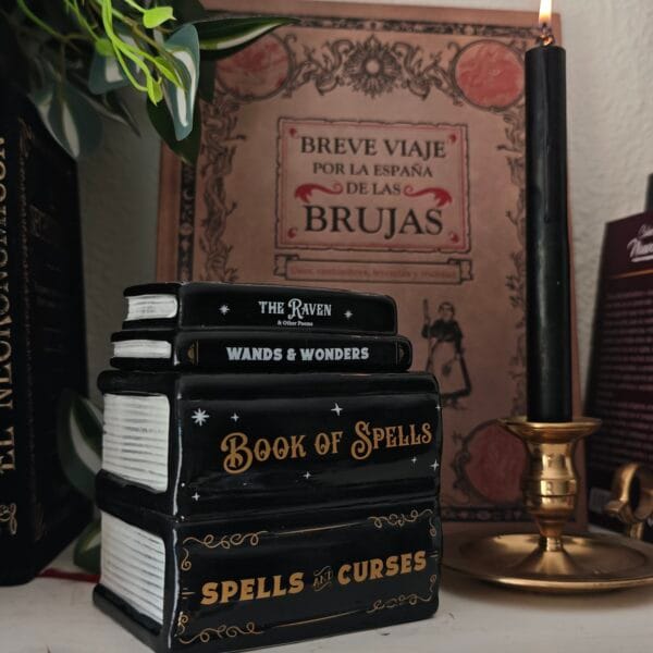 Quemador de Cera "Pila de Libros Grimonios" – Kit Aroma Biblioteca Antigua