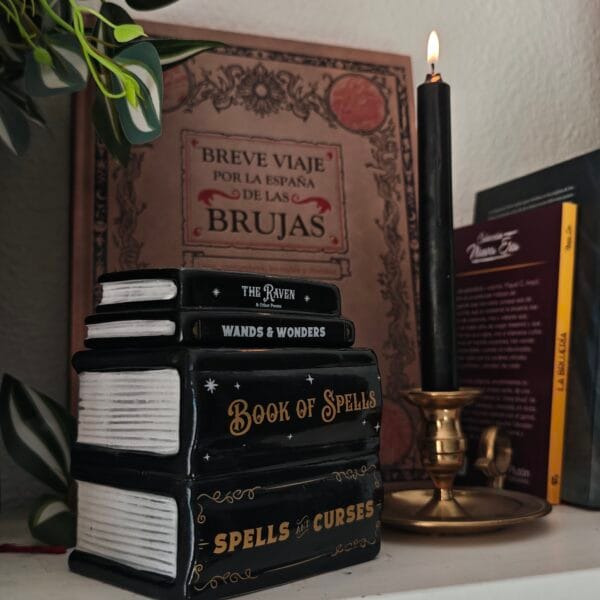 Quemador de Cera "Pila de Libros Grimonios" – Kit Aroma Biblioteca Antigua