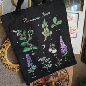 Tote Bag Gótica "Poisonous Plants" - Bolso Botánico de Plantas Venenosas - Ilustración Vintage Mezcla Polialgodón (70x34 cm)