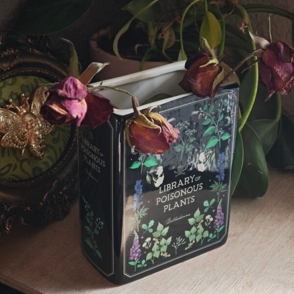 Jarrón Libro "Poisonous Plants" - Cerámica Dark Academia y Botánica Macabra
