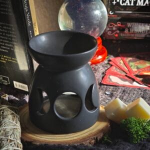 Quemador de Cera "Triple Luna" (Negro) – Altar para Rituales de Aromaterapia