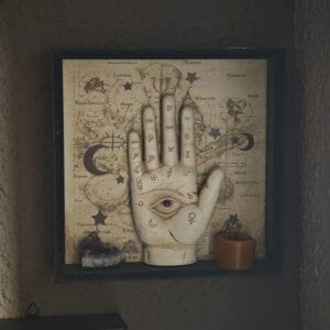Cuadro de Pared "Palmistry Companion" – Arte Esotérico de Quiromancia con Marco Negro