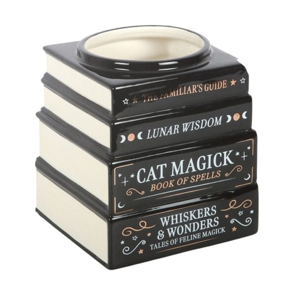 Jarrón "Black Cat Magick" – Apilado de Libros Gótico