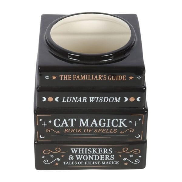 Jarrón "Black Cat Magick" – Apilado de Libros Gótico