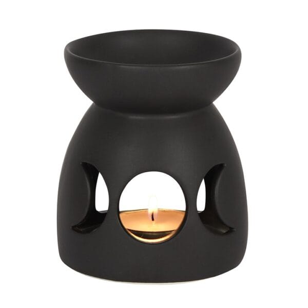 OB_35430,1 Quemador de Cera "Triple Luna" (Negro) – Altar para Rituales de Aromaterapia