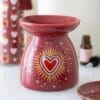 Quemador de Esencias Cerámico "Sacred Heart" – Rojo Radiante con Pack de Aromas