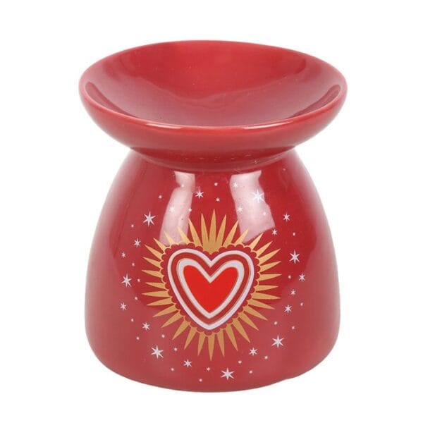 Quemador de Esencias Cerámico "Sacred Heart" – Rojo Radiante con Pack de Aromas