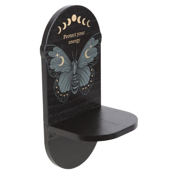 Altar de Pared Polilla Negra - (25cm) – Estante Gótico para Cristales y Tarot