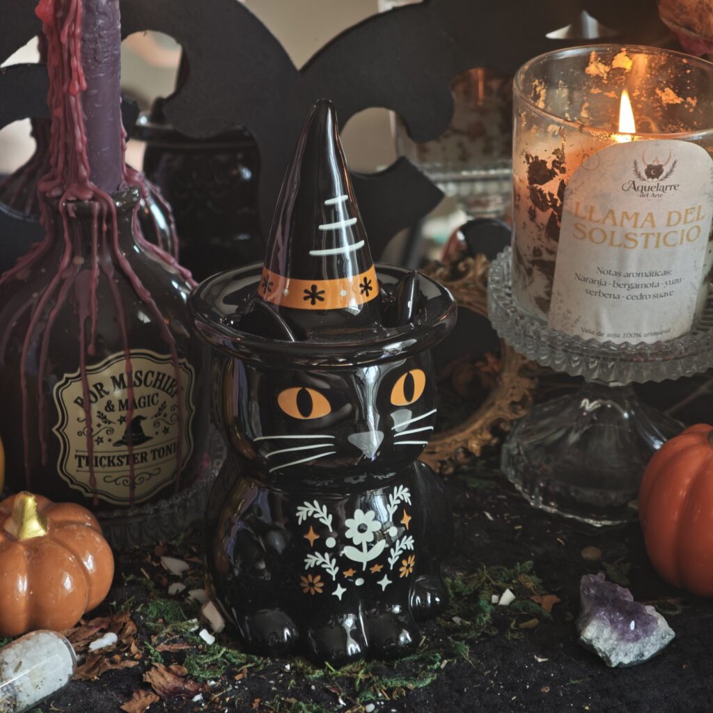 Quemador de aceite Gato Negro de Folclore Tenebroso