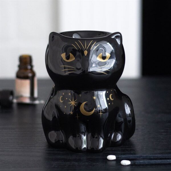 Quemador de aceite y waxmelt Gato Negro Mágico