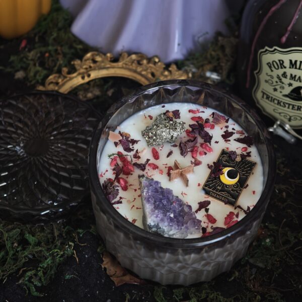 Midnight Fortune – Vela con Pirita y Amatista