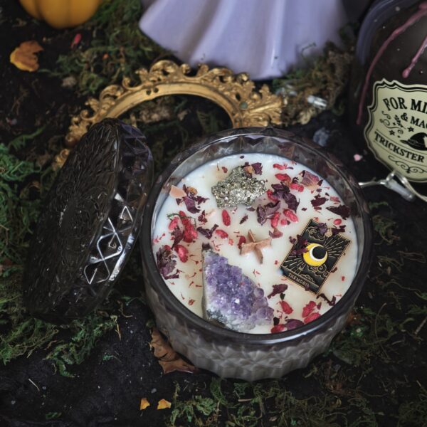 Midnight Fortune – Vela con Pirita y Amatista