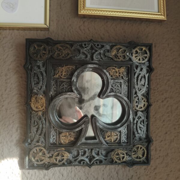 Espejo Steampunk Trébol – Decoración de Pared