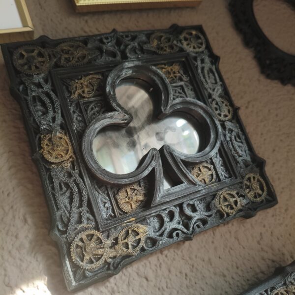 Espejo Steampunk Trébol – Decoración de Pared