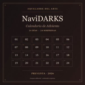 Cartel de la preventa NaviDARKS 2026, calendario de Adviento del Aquelarre con 24 sorpresas
