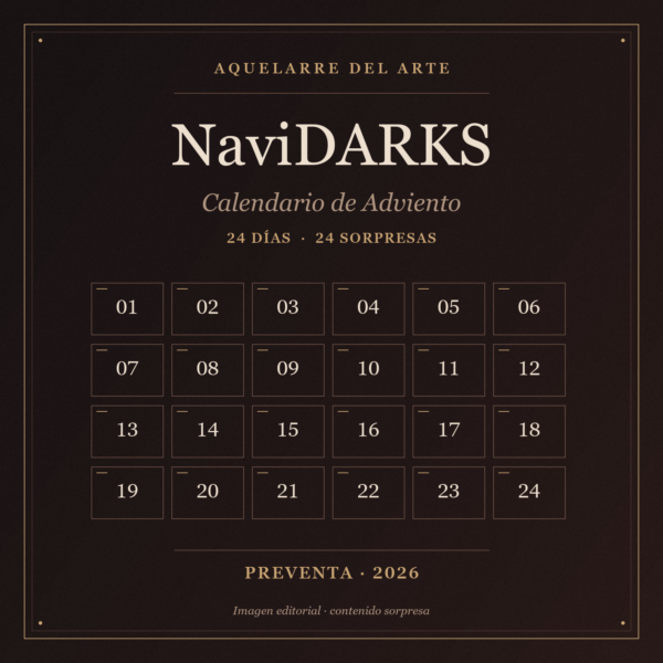 Cartel de la preventa NaviDARKS 2026, calendario de Adviento del Aquelarre con 24 sorpresas